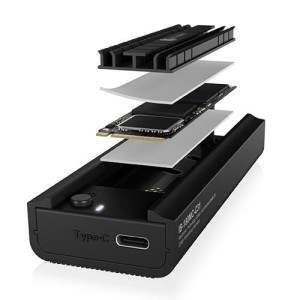IcyBox Stacja dokująca IB-180MC-C31 M.2 NVMe&SATA Docking, USB 3.2 (Gen2) Type-C, Aluminium 