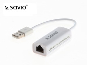 Savio Adapter USB LAN 2.0 - Fast Ethernet (RJ45), blister, CL-24