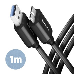 AXAGON BUMM3-AM10AB Kabel Micro-B USB  USB-A 3.2 Gen 1, 1m, 3A, ALU, PVC Czarny