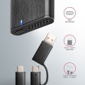 AXAGON EEM2-SB2 Obudowa zewnętrzna aluminiowa bezśrubowa USB-C 3.2 Gen 2 - M.2 NVMe / SATA SSD 30-80mm ALU pudełko czarne + USB-A - USB-C redukcja