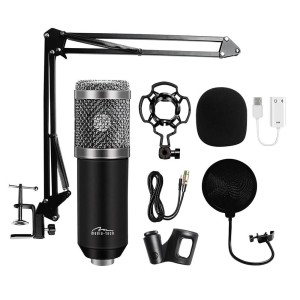 Media-Tech Mikrofon pojemnościowy, studyjny z zestawem akcesoriów STUDIO AND STREAMING MICROPHONE MT397S (Srebrny)