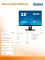 IIYAMA Monitor 25 cali XUB2595WSU-B5 IPS.PIVOT.16:10.USB.DP.HDMI.VGA.2x2W.  300(cd/m2).HAS(150mm) 