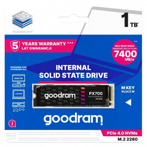 GOODRAM Dysk SSD PX700 1TB M.2 PCIe 2280 4x4 7400/6500MB/s 