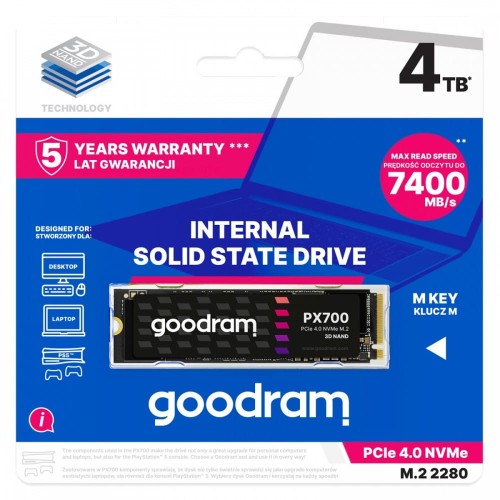 GOODRAM Dysk SSD PX700 4TB M.2 PCIe 2280 4x4 7400/6500MB/s 