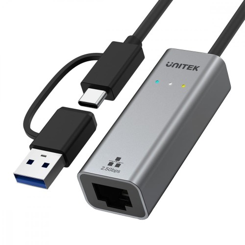 Unitek Adapter USB-A/C 3.1 GEN1 RJ45; 2,5 Gbps; U1313C 