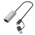 Unitek Adapter USB-A/C 3.1 GEN1 RJ45; 2,5 Gbps; U1313C 