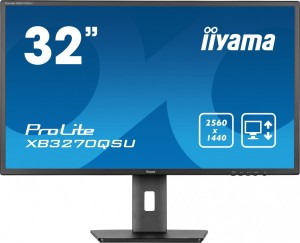 IIYAMA Monitor 32 cale XB3270QSU-B1 IPS,WQHD,HDMI,DP,100Hz,250cd,3ms,2x2W,  3xUSB(3.2),FlickerFree,VESA,HAS(150mm) 