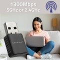 Qoltec Adapter bezprzewodowy Ultra szybki DUAL mini WiFi  2 x 2dBi       Standard AC | 1300Mbps 