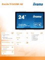 IIYAMA Monitor 24 TF2415MC-B2 pojemnościowy 10PKT, pianka, HDMI, DP 