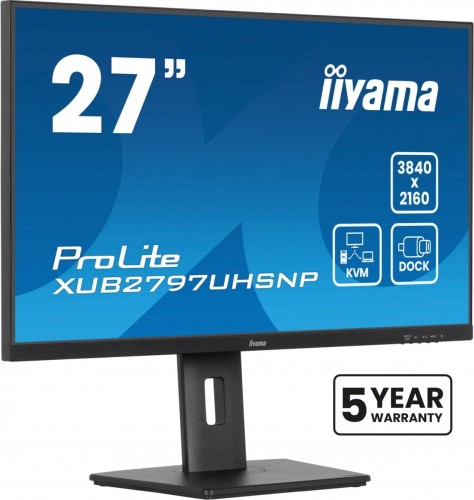 IIYAMA Monitor 27 cali XUB2797UHSNP-B1, 4K, IPS, DP, HDMI, USB-C, Pivot, HAS /5y/