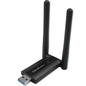 Qoltec Szybki bezprzewodowy adapter USB DUAL Wi-Fi 2 x 2dBi | Standard  AC | USB 3.0 | 1200Mbps 
