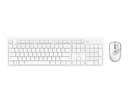 Trust Zestaw klawiatura + mysz Ody II bezprzewodowa biała 