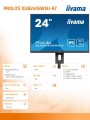 IIYAMA Monitor 24 cale XUB2495WSU-B7 IPS,16:10,300cd,4ms,HDMI,DP,3xUSB(3.2), 1xUSB-c,2x2W,FlickerFree,HAS(150mm) 