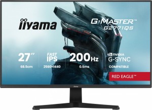 IIYAMA Monitor 27 cali G2771QS-B1  QHD,Fast IPS,DP,2xHDMI,200Hz,           350cd,Adaptive G-SYNC - 2560 x 1440 @48-200Hz DisplayPort Only 