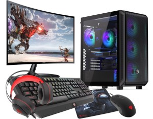 VIST Gaming PC Set AMD Ryzen 5950X RTX 5060 64GB SSD 1TB WiFi W11 LCD 27"