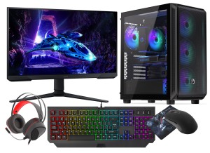 VIST Gaming PC Set AMD Ryzen 5950X RTX 5060 64GB SSD 1TB WiFi W11 LCD 24"